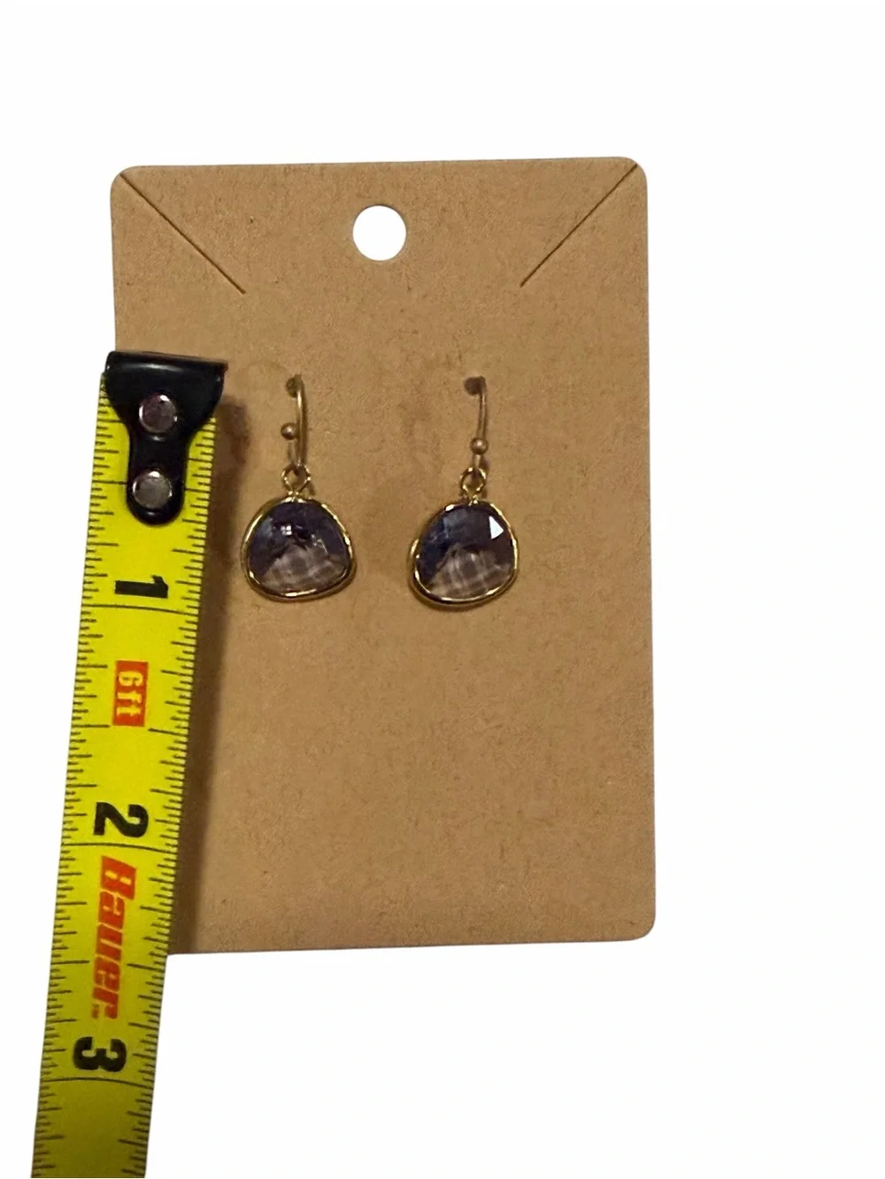 Gold Drop Earrings with Purple Stone